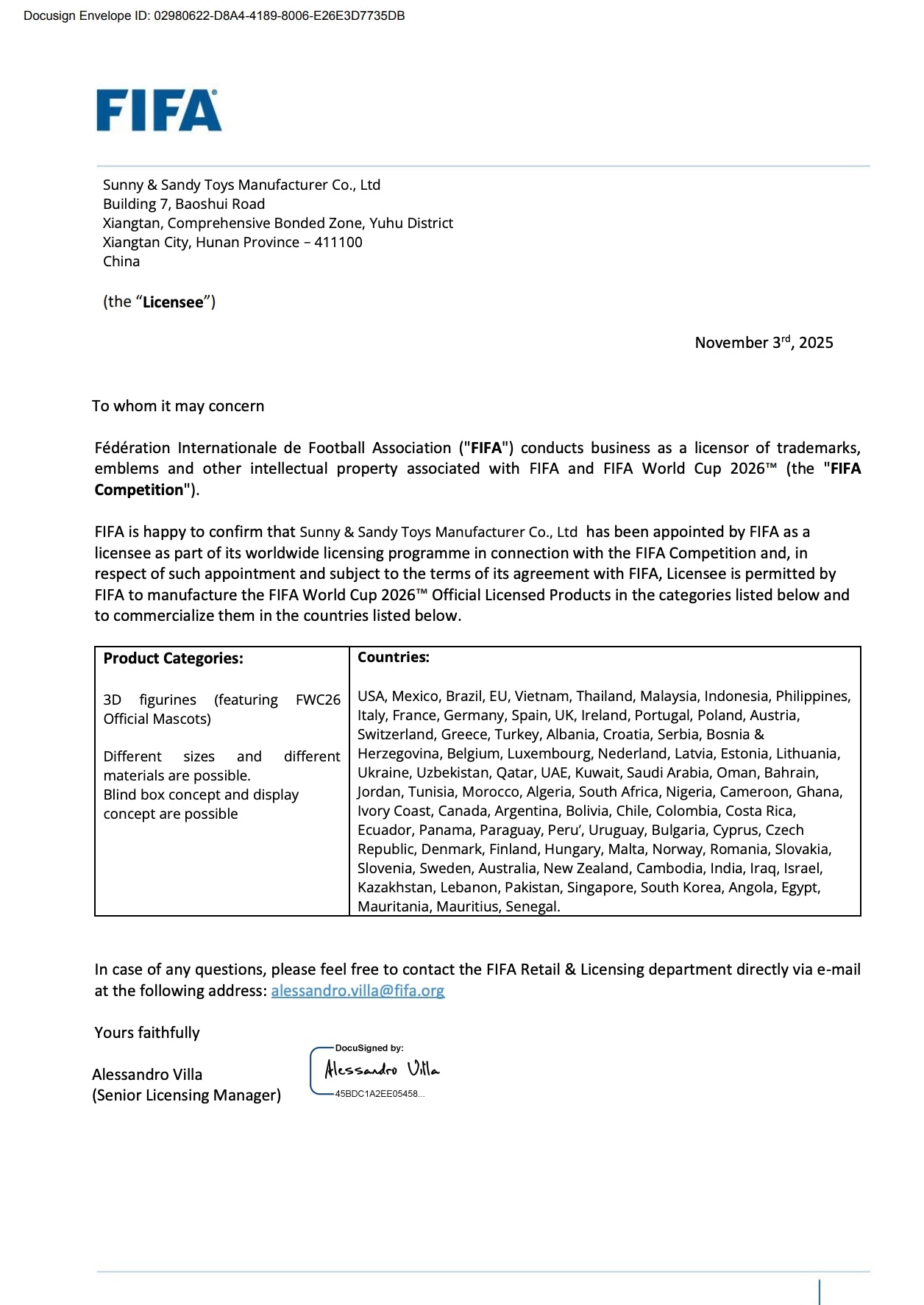 FIFA Official License Certificate